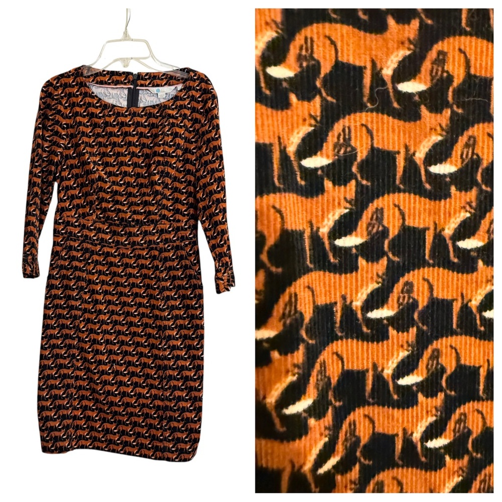 Boden Fox Patterned Corduroy Dress - Picture 3 of 7